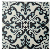 Schwarz Lila und Aquamarin im Weißen toskanischen  Fliese (Vorderseite)