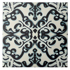 Schwarz Lila und Aquamarin im Weißen toskanischen  Fliese