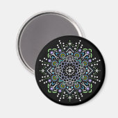 Schwarz, Lila und Grün Mandala Magnet (Vorderseite/Rückseite)