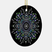 Schwarz, Lila und Grün Mandala Weihnachten Keramik Ornament (Rechts)