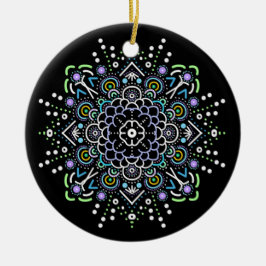 Schwarz, Lila und Grün Mandala Weihnachten Keramik Ornament