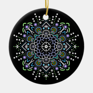 Schwarz, Lila und Grün Mandala Weihnachten Keramik Ornament