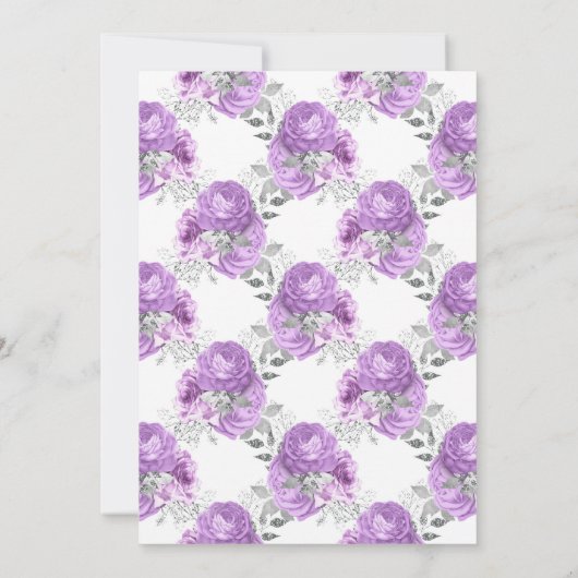 Schwarz-Lila und silberfarbene Hochzeit Einladung (Rückseite)