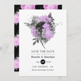 Schwarz-Lila und silberfarbene Hochzeit Save The Date