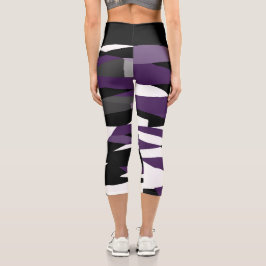 Schwarz, lila und weiß, abstrakt capri leggings