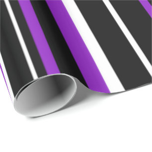 Schwarz, Lila und Weiß gestreiftes Geschenkpapier