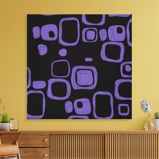 Schwarz, Lila, Violet Retro Abstrakt Art Leinwand (Insitu (Wohnzimmer))