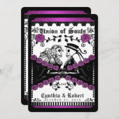Schwarz-Lila-Weiß-Gewerkschaft der Soule Hochzeit Einladung (Vorne/Hinten)
