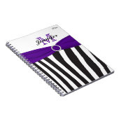 Schwarz-Lila-Weiß-Zebrastreifen-Notebook Notizblock (Rechte Seite)