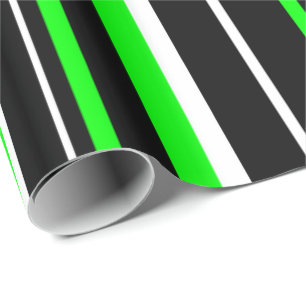 Schwarz, Limettengrün und Weiß Barcode-Streifen Geschenkpapier