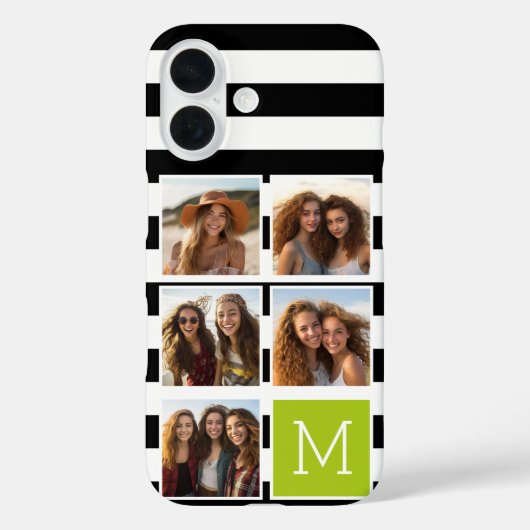 Schwarz-Limon-Streifen-Monogramm Case-Mate iPhone Hülle (Rückseite)