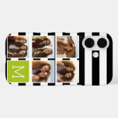 Schwarz-Limon-Streifen-Monogramm Case-Mate iPhone Hülle (Rückseite (Horizontal))