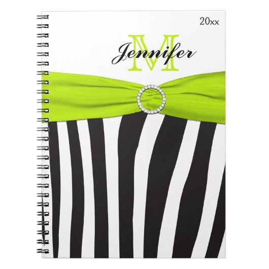 Schwarz-Limon-Weiß-Zebrastreifen-Notebook Notizblock (Vorderseite)