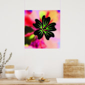 Schwarz-Linse-Grün-Blume auf mehrfarbiger Rückseit Poster (Küche)