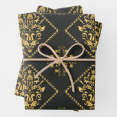 Schwarz Luxuriöses elegantes Design Geschenkpapier Set (Beispiel)