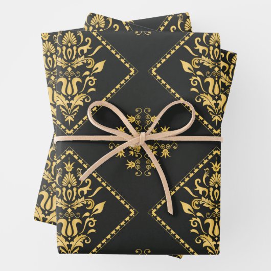 Schwarz Luxuriöses elegantes Design Geschenkpapier Set (Beispiel)