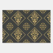 Schwarz Luxuriöses elegantes Design Geschenkpapier Set (Vorderseite)