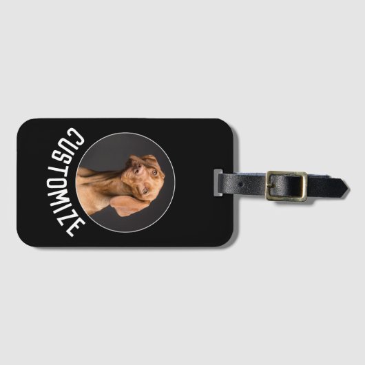 Schwarz macht Ihr eigenes Foto oder Bild Gepäckanhänger (Vorderseite (Horizontal))