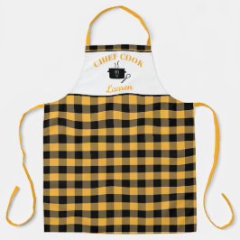 Schwarz-Mais Gelber Koch Buffalo Kariertes Muster Schürze