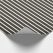 Schwarz-Mandelcreme-Doppelstreifen Geschenkpapier (Ecke)