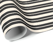 Schwarz-Mandelcreme-Doppelstreifen Geschenkpapier (Rolleneckpunkt)