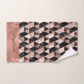 schwarz Marmor | Monogramm aus weißem Rose Badhandtuch Set (Handtuch)