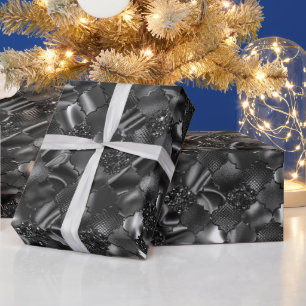 Schwarz-Marokkanisches Quatrefolienmuster Geschenkpapier