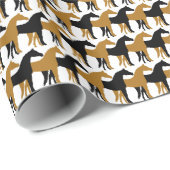 Schwarz, Matte Gold und Weißes Pferd Geschenkpapier (Rolleneckpunkt)