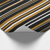 Schwarz, mattes Gold und weißer Strichcodestreifen Geschenkpapier (Ecke)