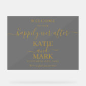 Schwarz Mattiert glücklich je nach Gold Willkommen Acrylschild (Vorderseite)