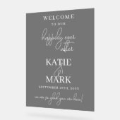 Schwarz Mattiert glücklich je nach Hochzeit Acrylschild (Winkel)