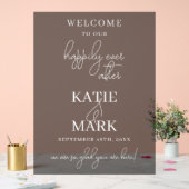 Schwarz Mattiert glücklich je nach Hochzeit Acrylschild (Hochzeit)