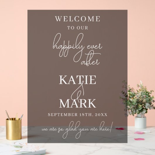 Schwarz Mattiert glücklich je nach Hochzeit Acrylschild (Hochzeit)