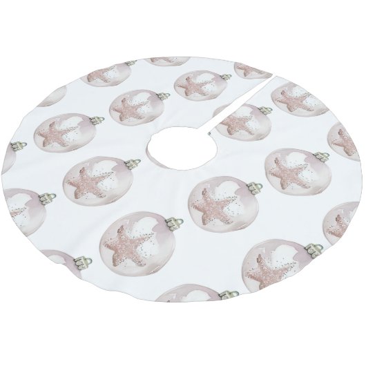 Schwarz-Meer-Sterne-Ornament-Muster Baumrinde Polyester Weihnachtsbaumdecke (Schrägansicht)