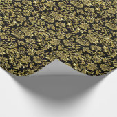 Schwarz-Metall-Gold-Floral-Damaskus 4 Muster Geschenkpapier (Ecke)