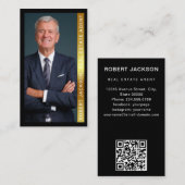 Schwarz-Metall-Gold-Realtor-Foto-Design Visitenkarte (Vorne/Hinten)