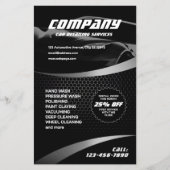 Schwarz-Metallic-Auto mit Angaben Flyer (Vorne)