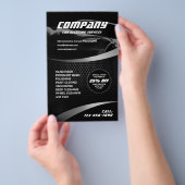 Schwarz-Metallic-Auto mit Angaben Flyer (Handgriff)