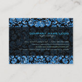 Schwarz & Metallic Blue Floral Dammasken monogrami Visitenkarte (Rückseite)