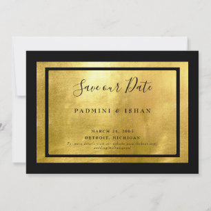 Schwarz & Metallic Gold Glam Save The Date