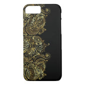 Schwarz & Metallic Gold Print Floral Lace Case-Mate iPhone Hülle (Rückseite)