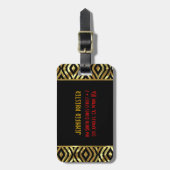 Schwarz-Metallic-goldenes geometrisches Muster Gepäckanhänger (Vorderseite vertikal)