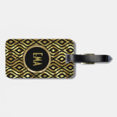 Schwarz-Metallic-goldenes geometrisches Muster Gepäckanhänger (Rückseite horizontal)