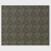 Schwarz & Metallic Silver & Gold Floral Paisley Geschenkpapier (Flach)