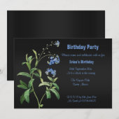Schwarz-Metallisches, elegantes blühendes Party lä Einladung (Vorne/Hinten)