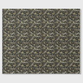 Schwarz & Metallisches Gold Silver Floral Damaskus Geschenkpapier (Flach)