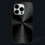 Schwarz-Metallisches Muster aus Edelstahl Look 3 Case-Mate iPhone Hülle<br><div class="desc">Schwarz glänzende Metallmuster Edelstahl-Look. Benutzerdefiniertes und optionales Monogramm Das ist ein Bild von Edelstahlmustern und kein echtes Metall. Verfügbar über andere Produkte</div>