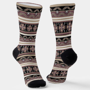 Schwarz-Mexican-Zierstreifen Socken