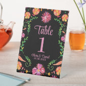 Schwarz-Mexikanisch-Fiesta-Hochzeitsfeier-Tischnum Sockelschild (In Situ)