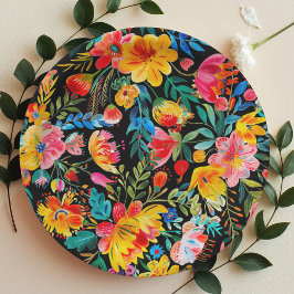 Schwarz-Mexikanisches Bright Floral Fiesta Papierp Pappteller